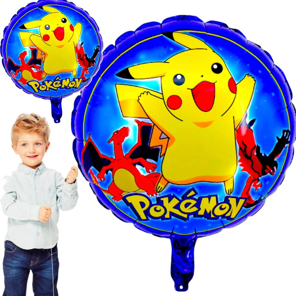 DUŻY BALON FOLIOWY NA URODZINY POKEMON PIKACHU 45cm URODZINOWY NA IMPREZĘ