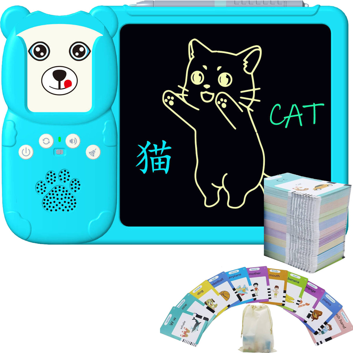 TABLET DO RYSOWANIA + CZYTNIK KART DO NAUKI ANGIELSKIEGO 224 SŁÓWKA EDU 2w1