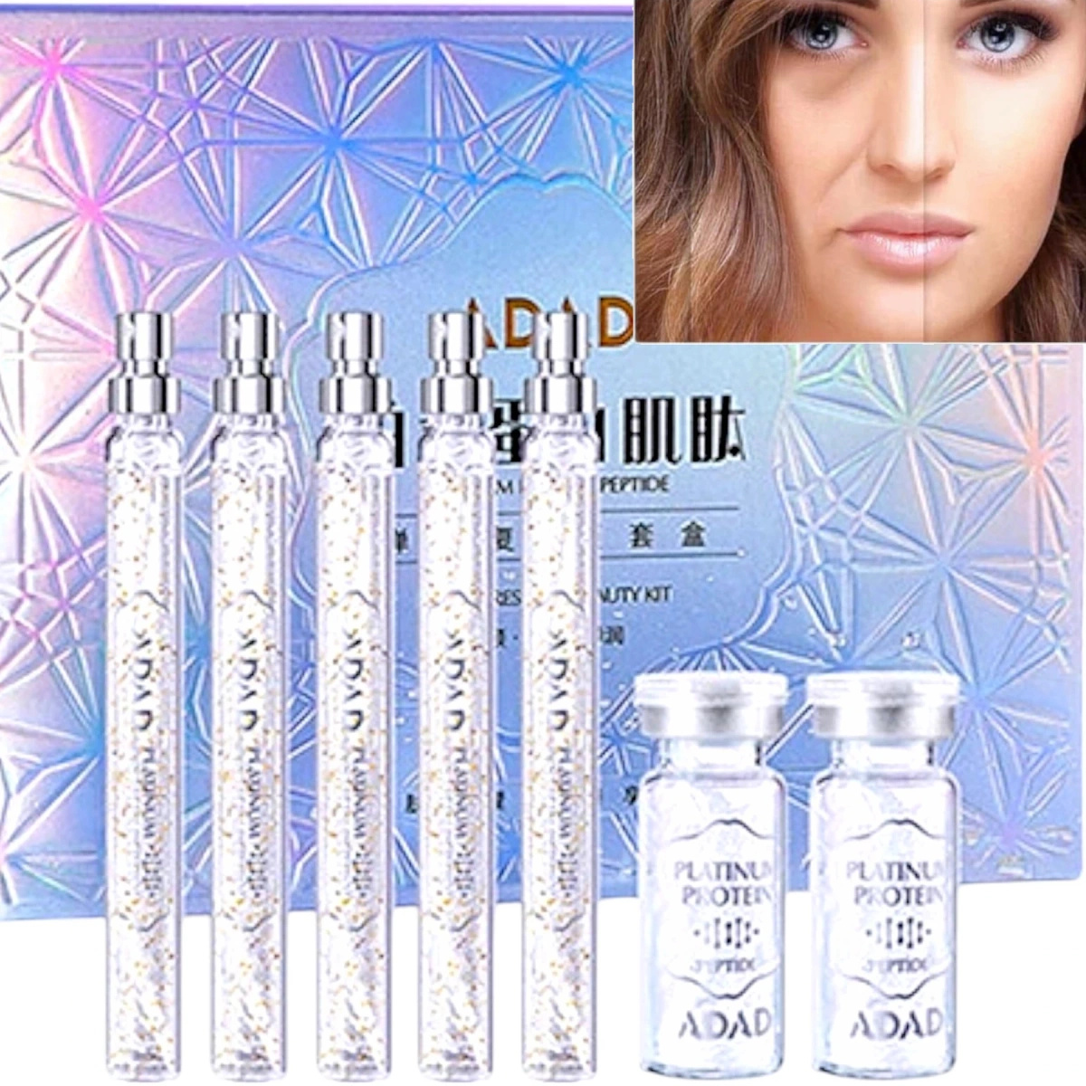 LUKSUSOWY ZESTAW PEPTYDOWY NICI LIFTINGUJĄCE 40szt ESENCJA Z PLATYNĄ 5x15ml
