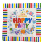 SERWETKI URODZINOWE PAPIEROWE HAPPY PARTY NA URODZINY DLA DZIECKA 12szt.