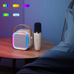 GŁOŚNIK BLUETOOTH PRZENOŚNE KARAOKE LAMPKA RGB 2 MIKROFONY USB SD MINI JACK
