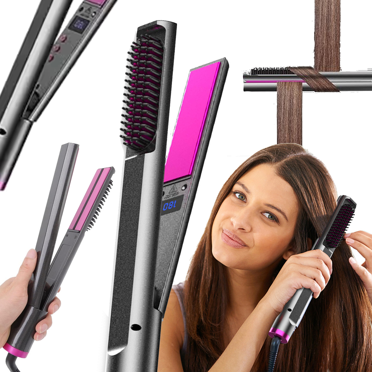  PROSTOWNICA 3W1 KRĘĆ I WYGŁADZAJ JEDNYM RUCHEM DELIKATNA DLA WŁOSÓW 60W