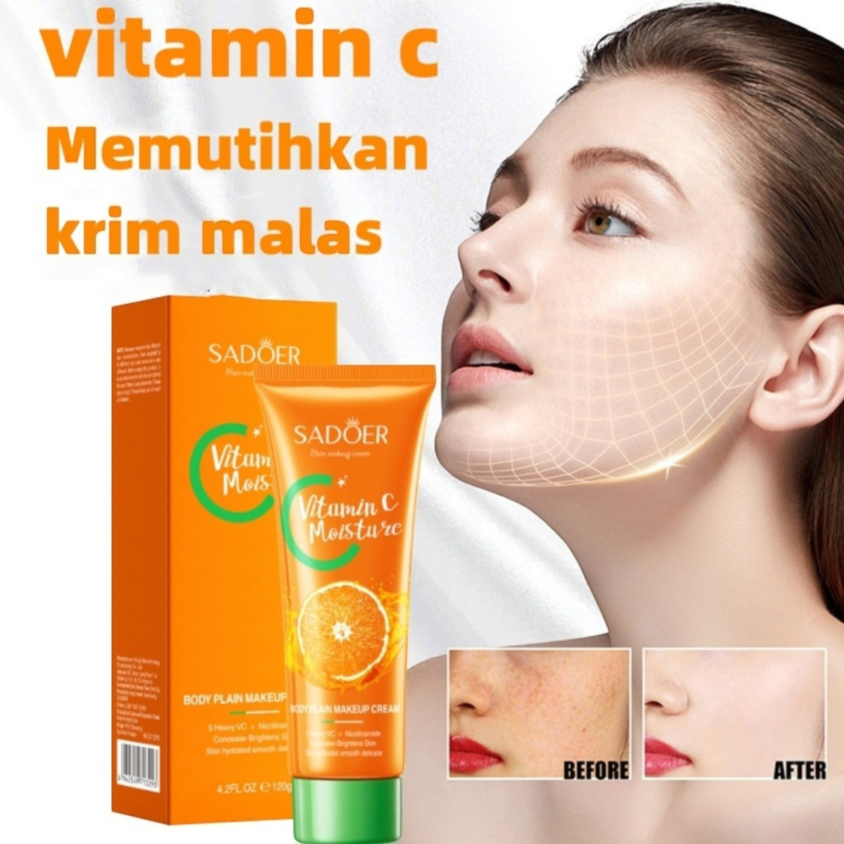 SADOER  NAWILŻAJĄCY KREM DO TWARZY Z WITAMINĄ C 120g ODŻYWIENIE I BLASK