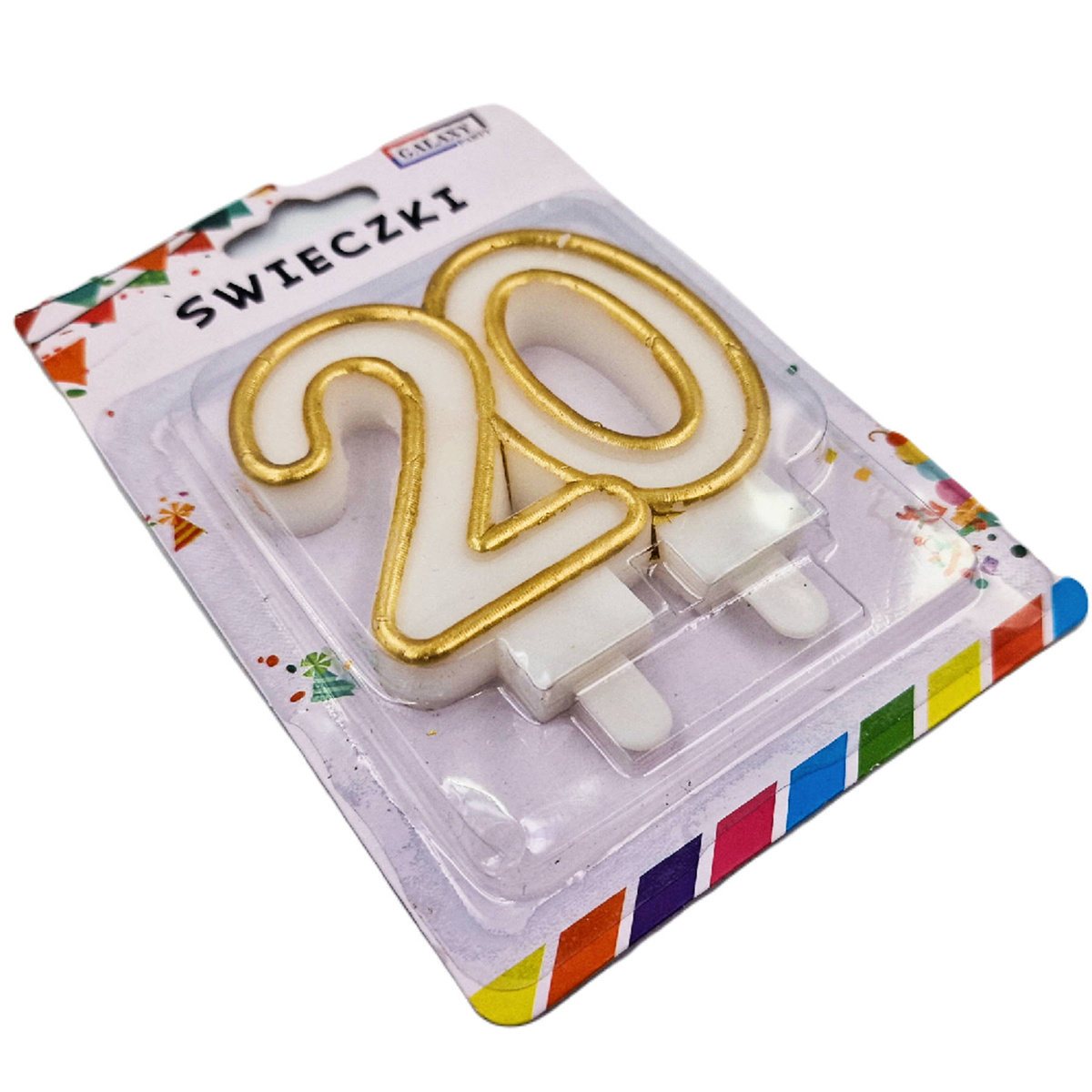 ŚWIECZKA URODZINOWA NA TORT CYFRA 20 ZŁOTA 