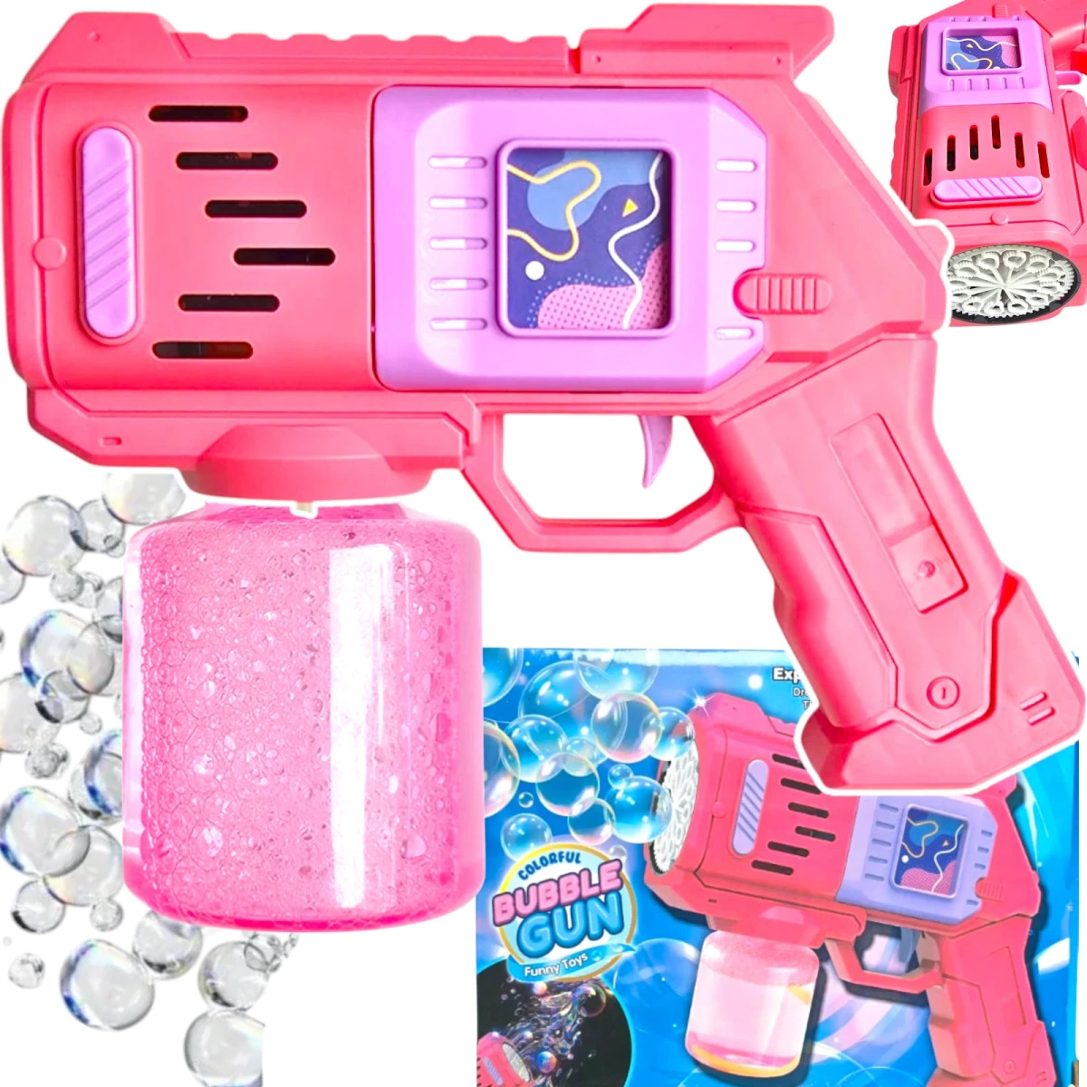 WYRZUTNIA BANIEK MYDLANYCH PISTOLET BAŃKI MYDLANIE PŁYN AUTOMAT MEGA BAŃKI