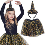 PRZEBRANIE DLA DZIECI HALLOWEEN STRÓJ WIEDŹMY DYNIA OPASKA + SPÓDNICZKA 2W1