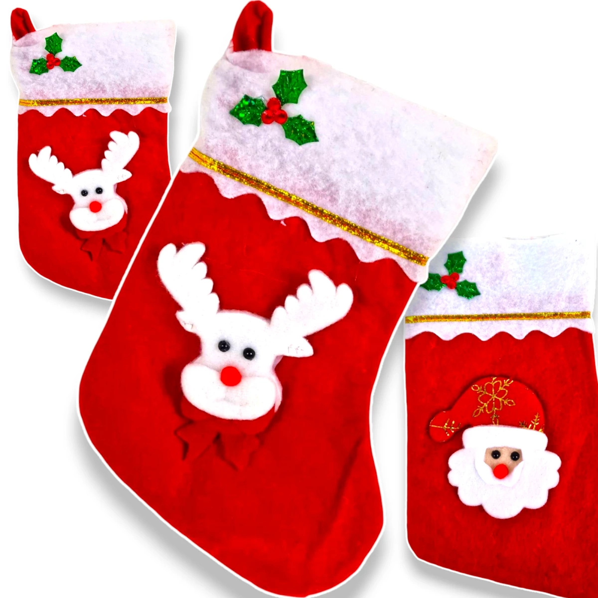 SKARPETA ŚWIĄTECZNA DEKORACYJNA NA PREZENTY KOMINEK MIKOŁAJ BOŻE NARODZENIE