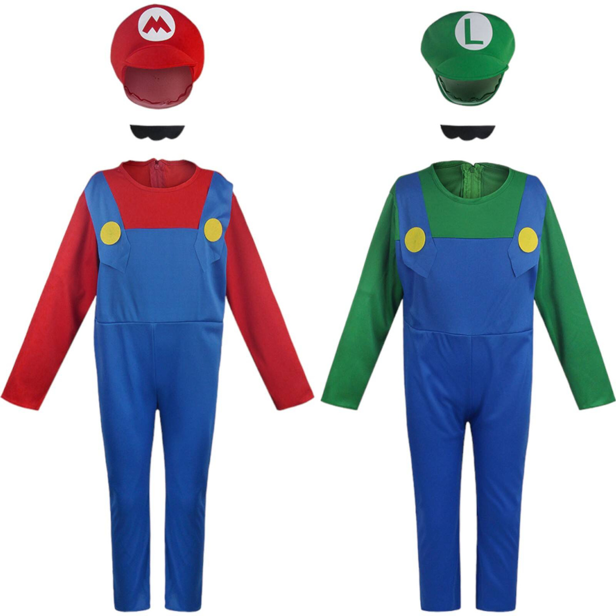 STRÓJ SUPER MARIO PRZEBRANIE DLA CHŁOPCA KOSTIUM NA BAL 4w1 CZAPKA WĄSY XL