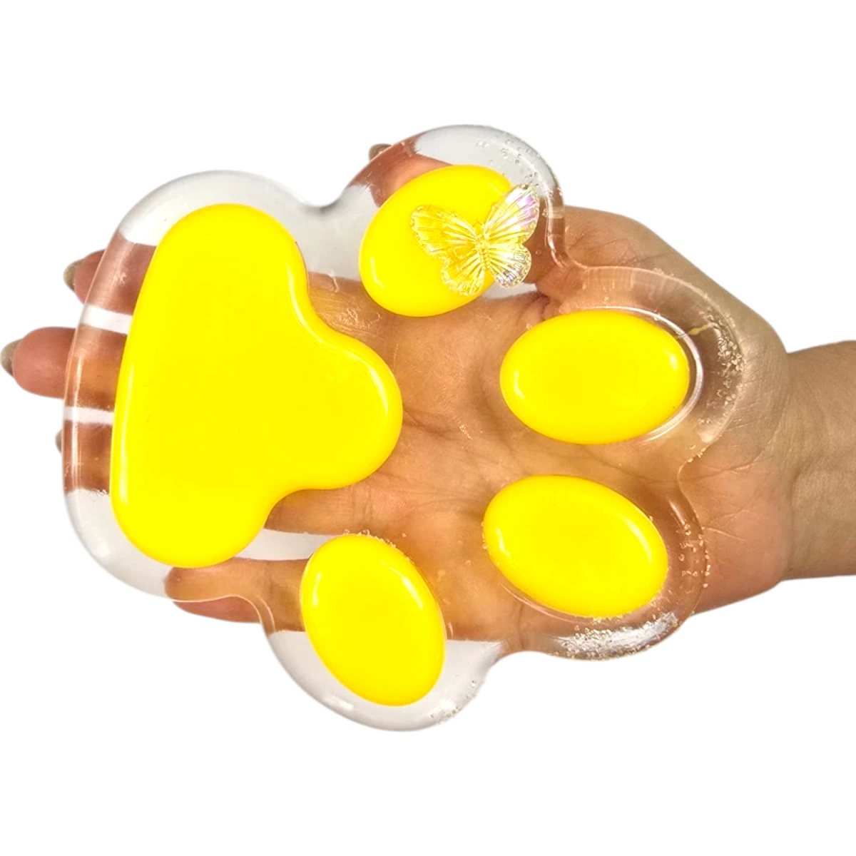 GNIOTEK ANTYSTRESOWY KOCIA ŁAPKA Z MOTYLEM ZABAWKA SENSORYCZNA ANTYSTRESOWA