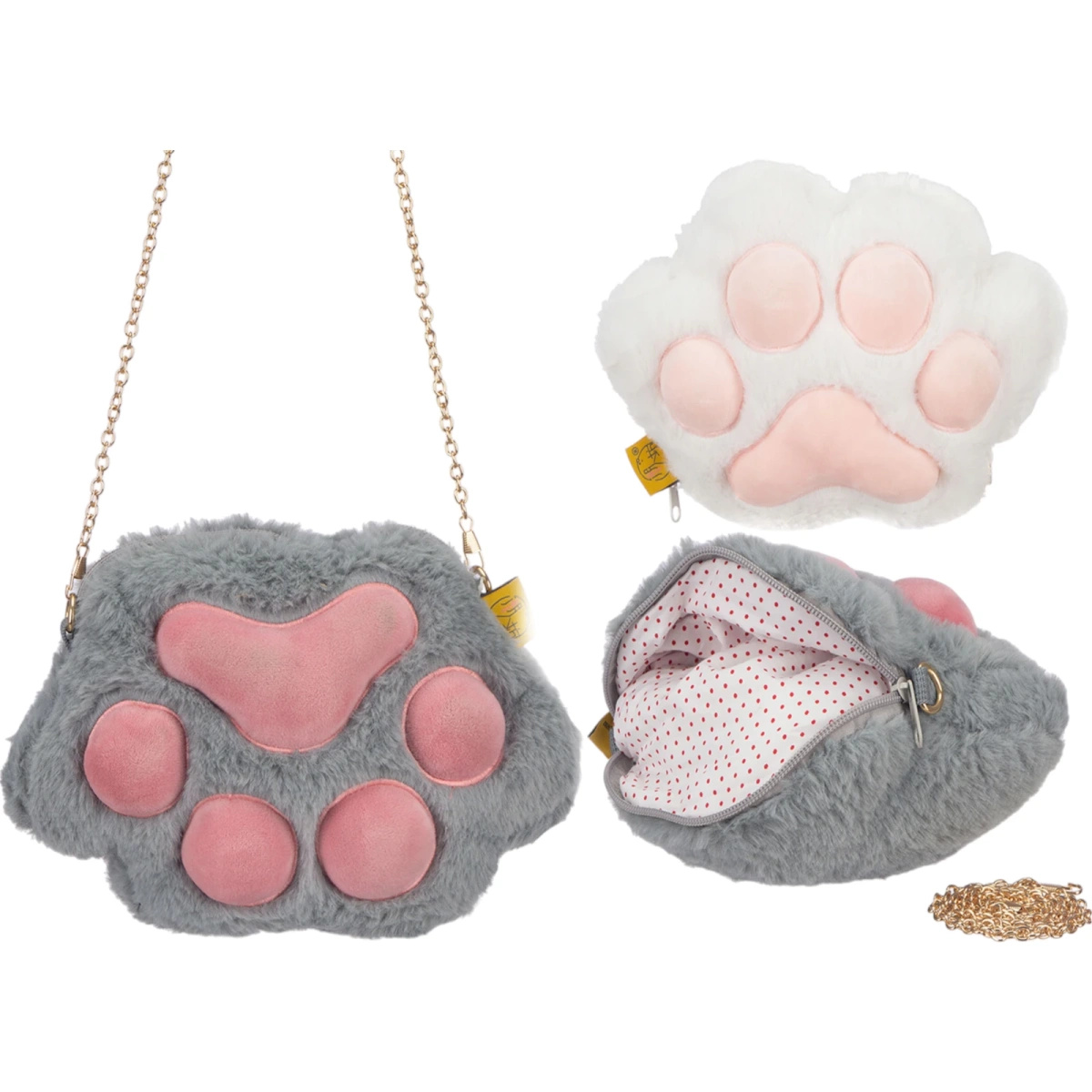 PLUSZOWA TOREBKA KOCIA ŁAPKA ŁAŃCUSZEK TORBA FUTRZANA ŁAPKA MIĘKKI PLUSZAK