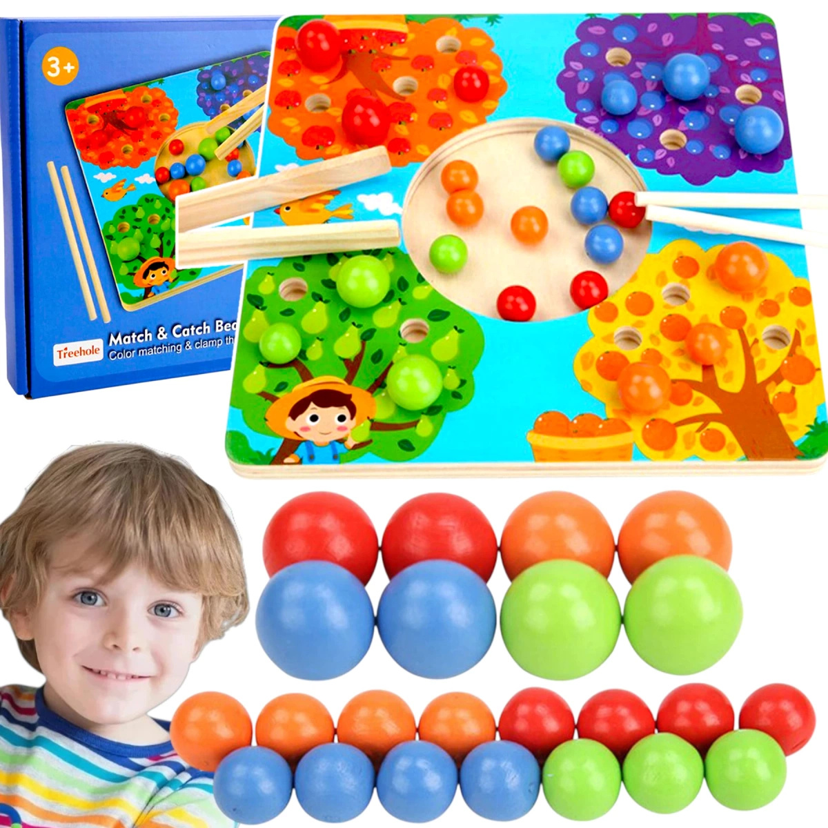 DREWNIANA GRA ZRĘCZNOŚCIOWA ŁOWIENIE RYBEK KULKI ŁAPANIE KULEK GRA EDUKACJA