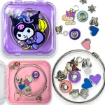 ZESTAW BIŻUTERII KUROMI BRANSOLETKA Z 9 ZAWIESZKAMI KREATYWNY PREZENT