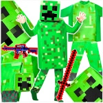 MINECRAFT Strój dla chłopca CREEPER / kostium na bal rozmiar S 110-120 cm + miecz + karabin