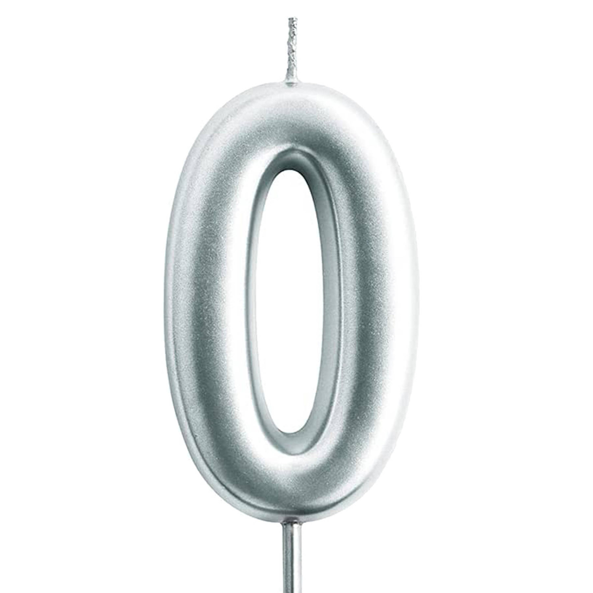 ŚWIECZKA URODZINOWA NA TORT CYFRA 0 SREBRNA NA URODZINY DEKORACJA TORTU