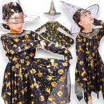 STRÓJ DLA DZIEWCZYNKI NA HALLOWEEN NA BAL PELERYNA KAPELUSZ SUKIENKA 2w1 S