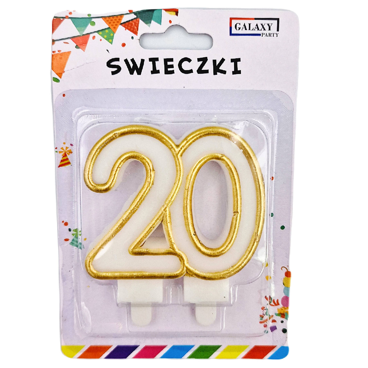 ŚWIECZKA URODZINOWA NA TORT CYFRA 20 ZŁOTA 