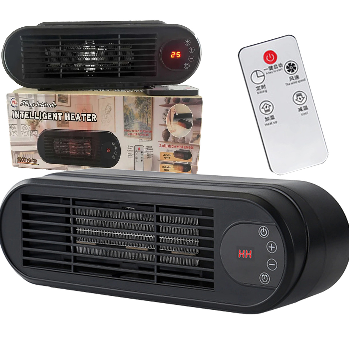 Farelka Nagrzewnica termowentylator 1000 W z pilotem timer regulacja temperatury 