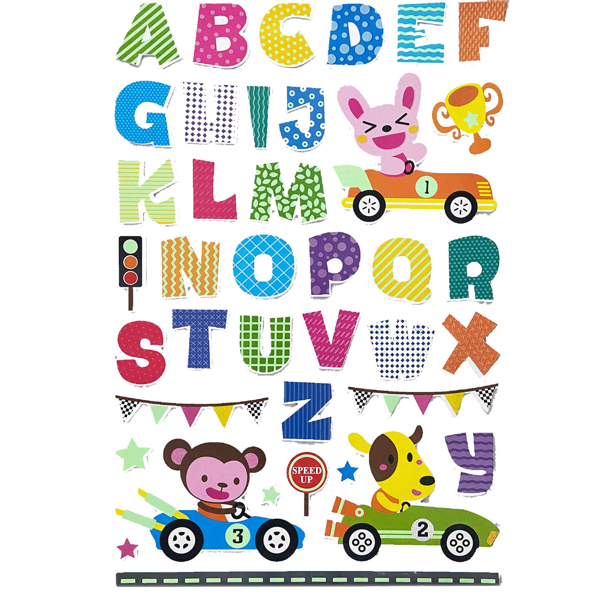 NAKLEJKI 3D NA ŚCIANĘ DLA DZIECI ALFABET ZWIERZĘTA OZDOBA POKOJU NA ŚCIANĘ