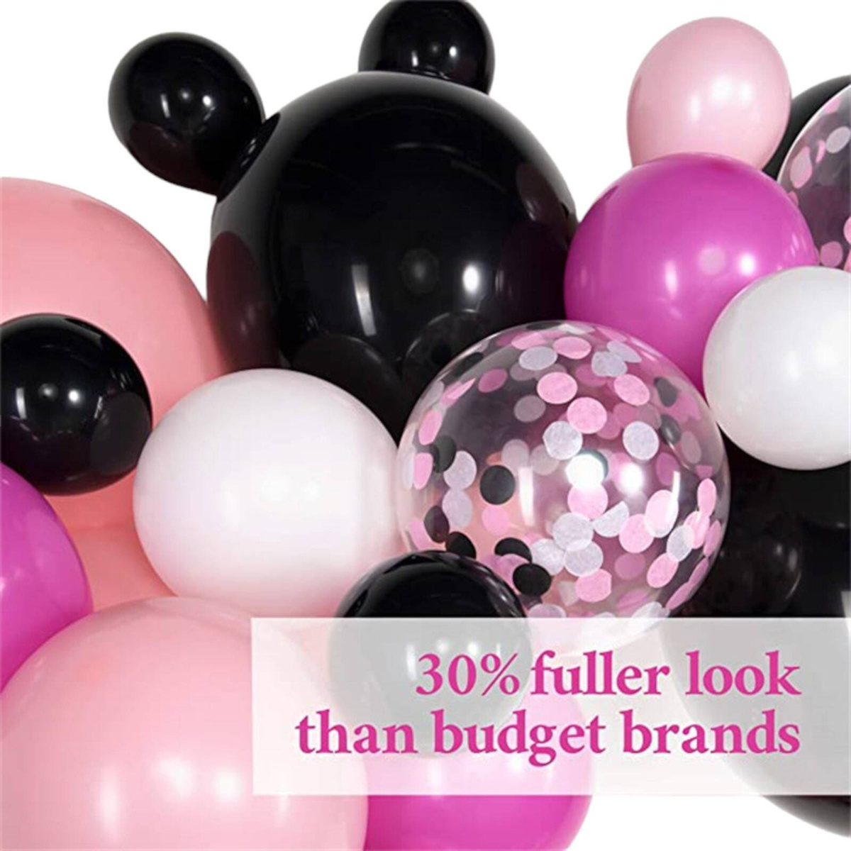 BALONY RÓŻOWO CZARNA GIRLANDA BALONOWA CZARNE RÓŻOWE FUKSJA KONFETTI 95el