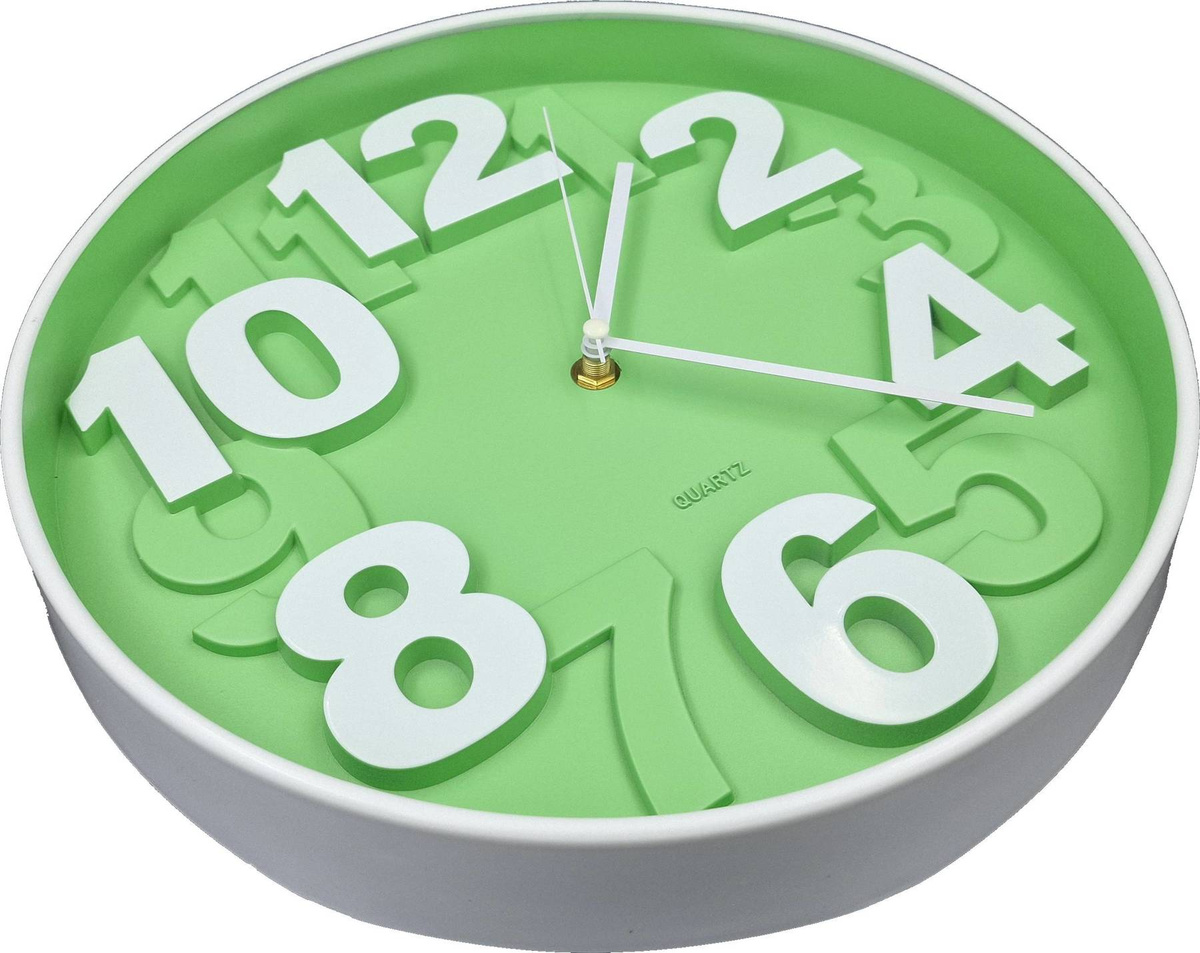 NOWOCZESNY ZEGAR ŚCIENNY W ODCIENI  ZIELENI  NA ŚCIANĘ DUŻY CICHY 30cm
