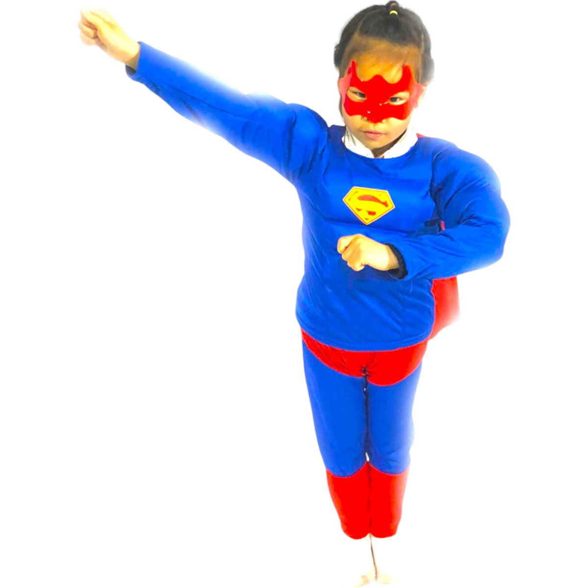 STRÓJ SUPERMAN PRZEBRANIE DLA CHŁOPCA BAL 3w1 GRUBY MIĘŚNIE MASKA KOSTIUM