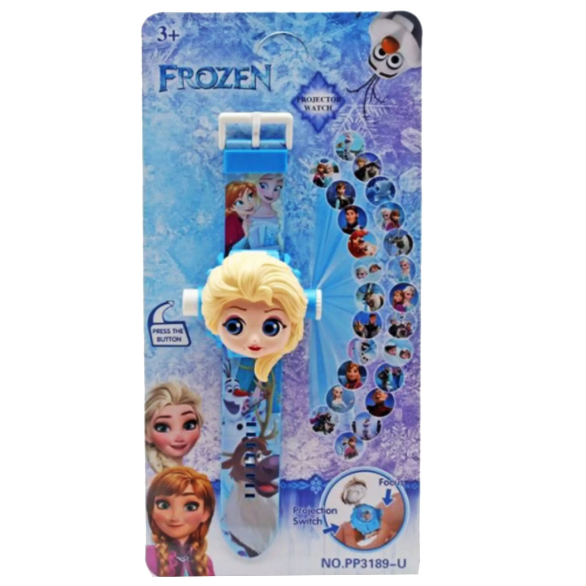 ZEGAREK Z PROJEKTOREM DLA DZIEWCZYNKI KRAINA LODU ELSA FROZEN WYŚWIETLA 3D