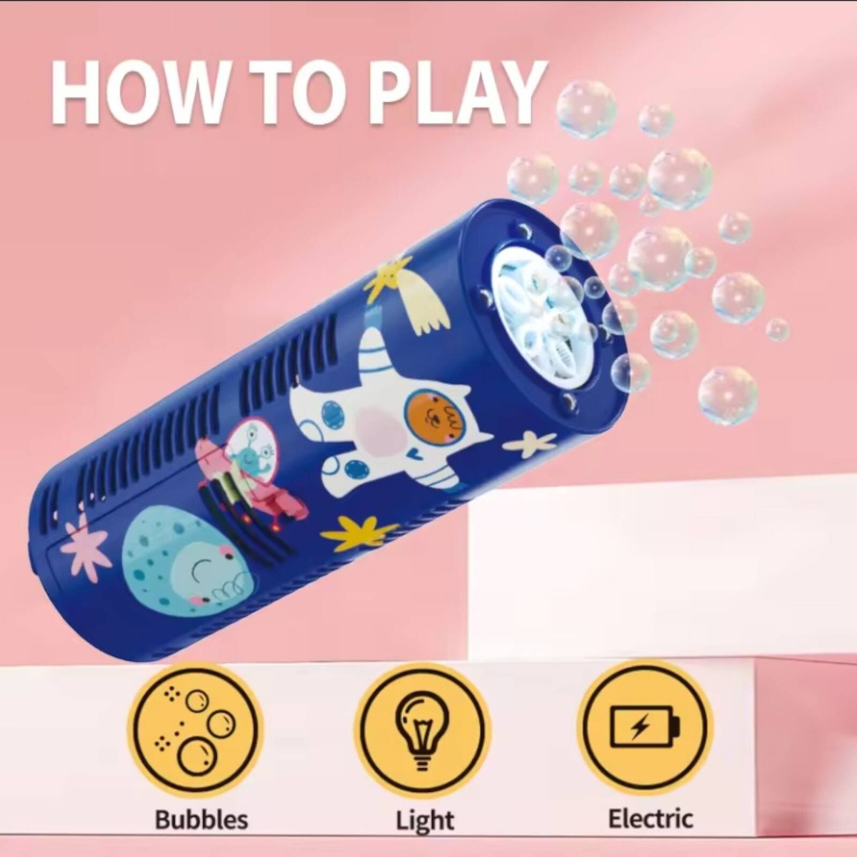 WYRZUTNIA BANIEK MYDLANYCH MASZYNKA BAŃKI MYDLANE TUBA KOSMONAUTA ŚWIECI