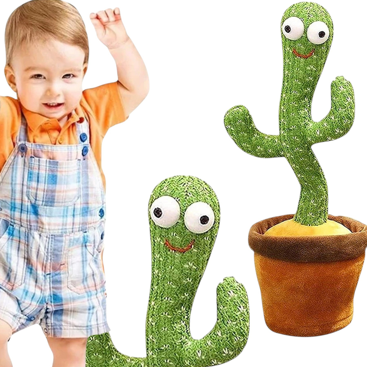 KAKTUS ŚPIEWAJĄCY TAŃCZĄCY WESOŁY ŚWIECI POWTARZA MASKOTKA DLA DZIECKA DUŻY