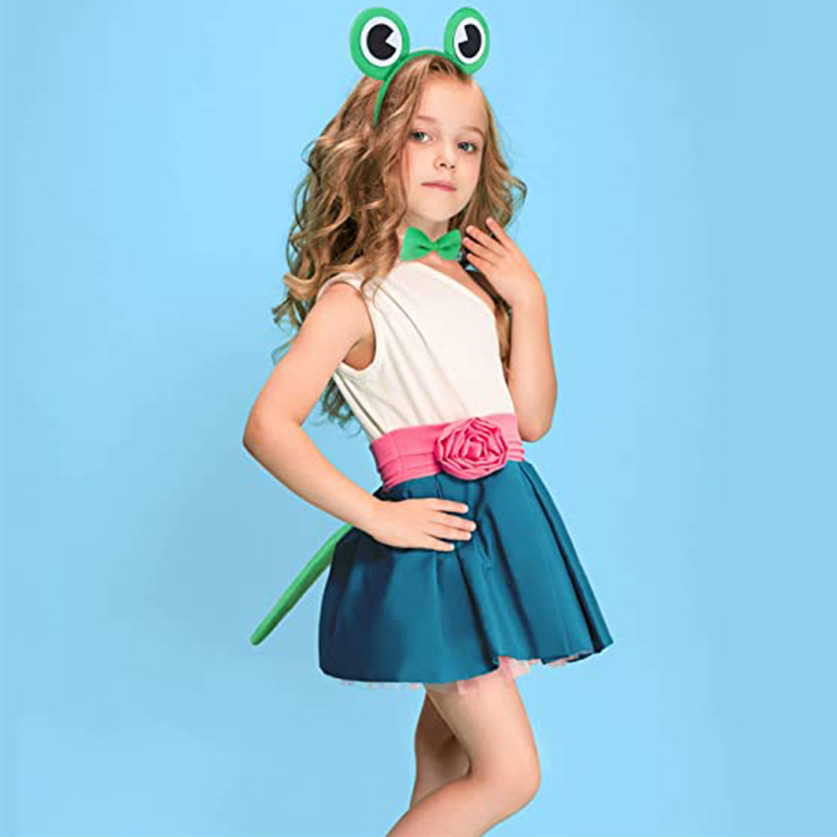 STRÓJ DLA DZIEWCZYNKI 3w1 ŻABKA OPASKA MUCHA PRZEBRANIE NA BAL NA IMPREZĘ