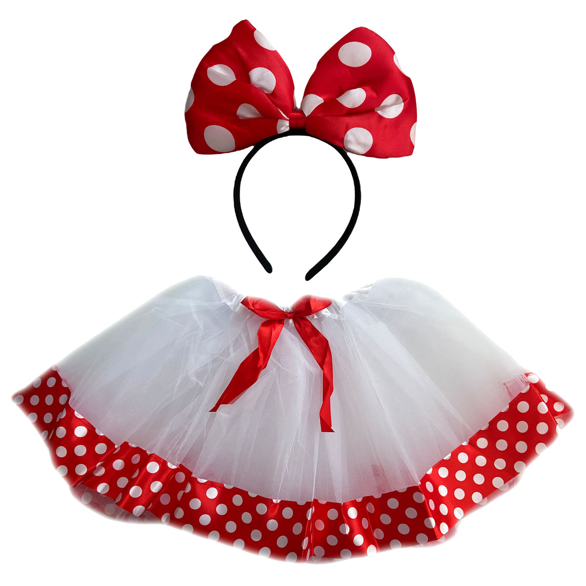 PRZEBRANIE DLA DZIEWCZYNKI MYSZKA MIKI MICKEY ZESTAW 2w1 OPASKA SPÓDNICZKA