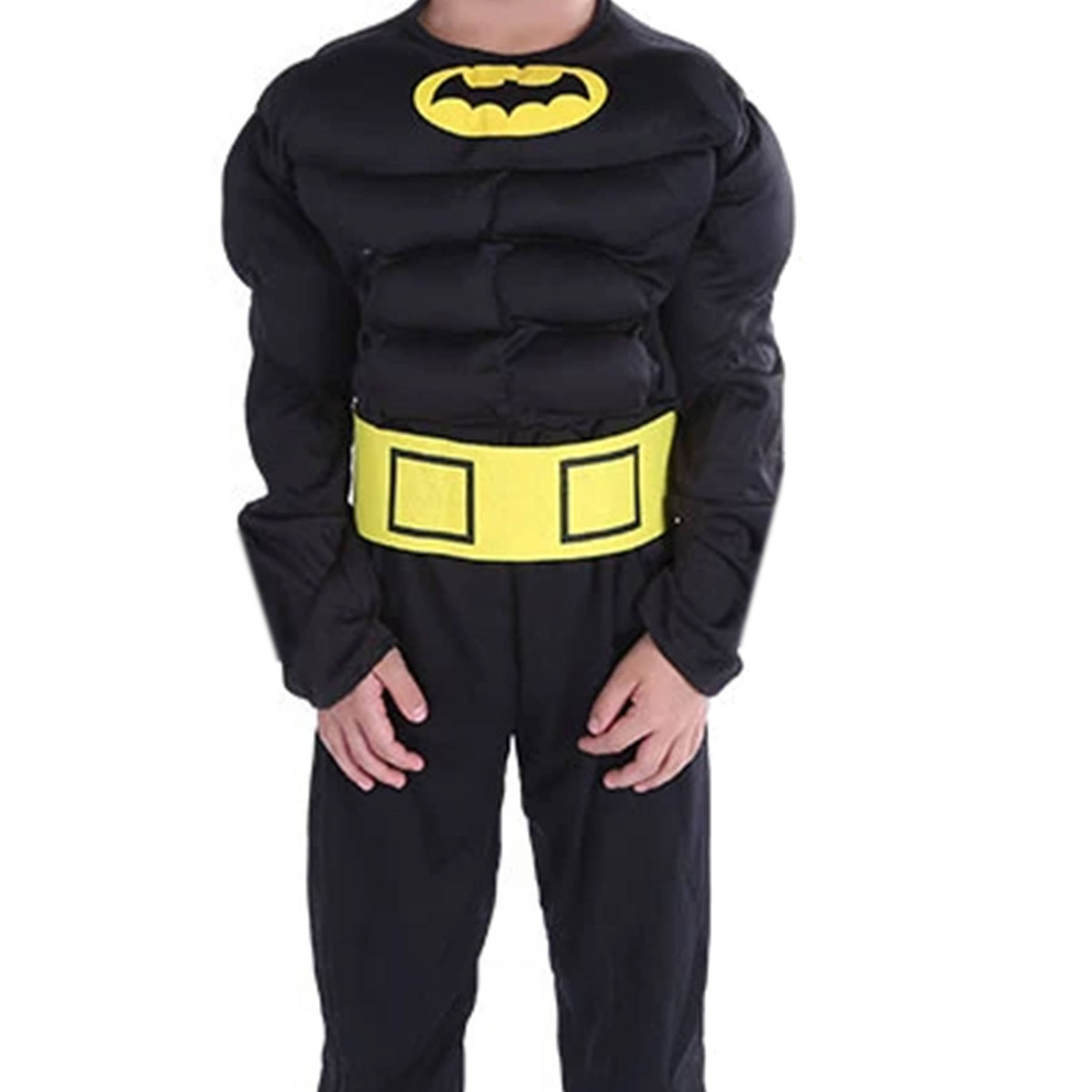 STRÓJ DLA CHŁOPCA PRZEBRANIE BATMAN PELERYNA GRUBY Z MIĘŚNIAMI roz 116-122