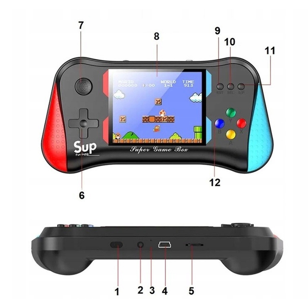 MINI KONSOLA RETRO  PRZENOŚNA 500GIER GIERKA  DO TV EKRAN 3,5'' X7M