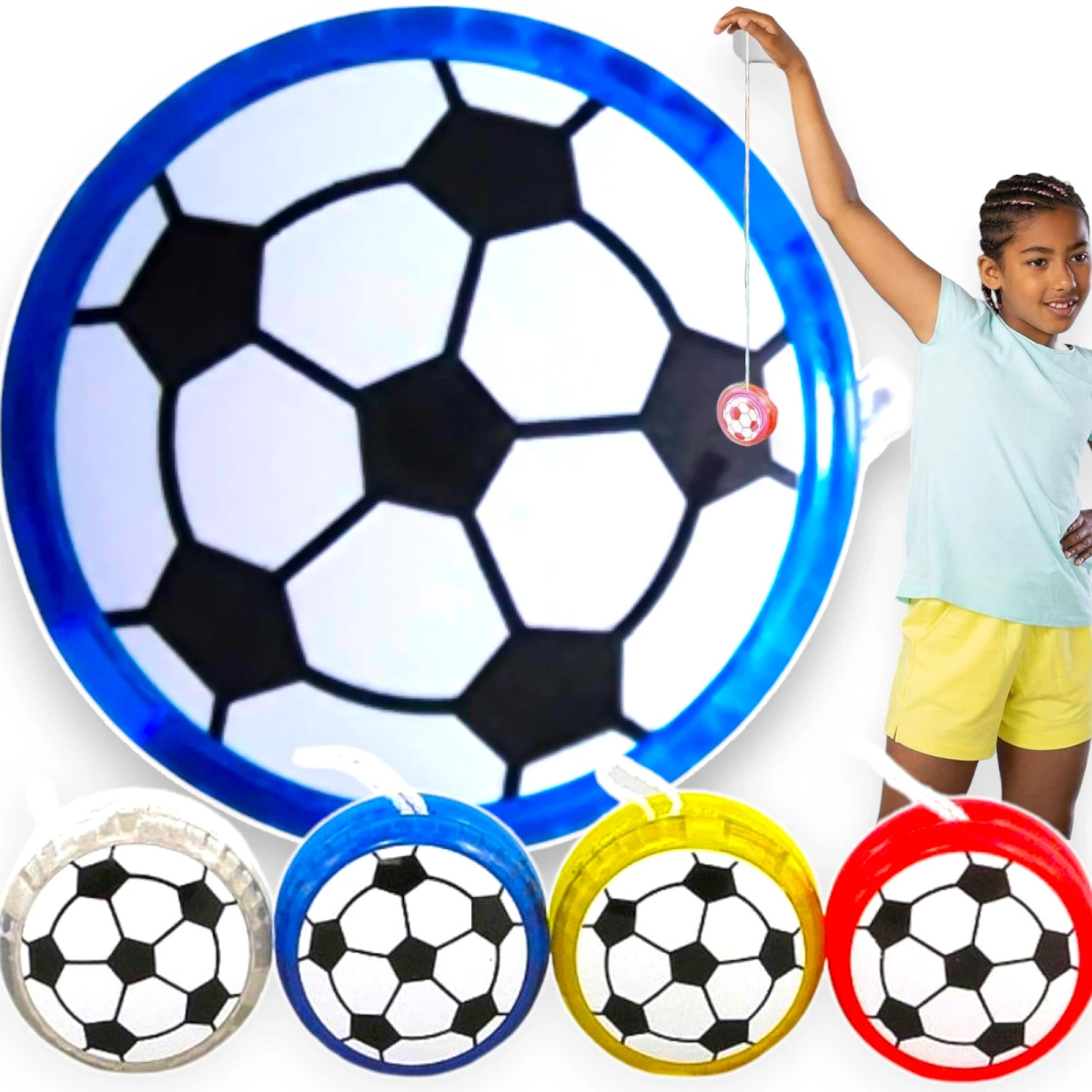 JOJO ŚWIECĄCE DO ZABAWY DLA DZIECI YOYO ŚWIECI TRIKI KOLOROWE PIŁKA NOŻNA