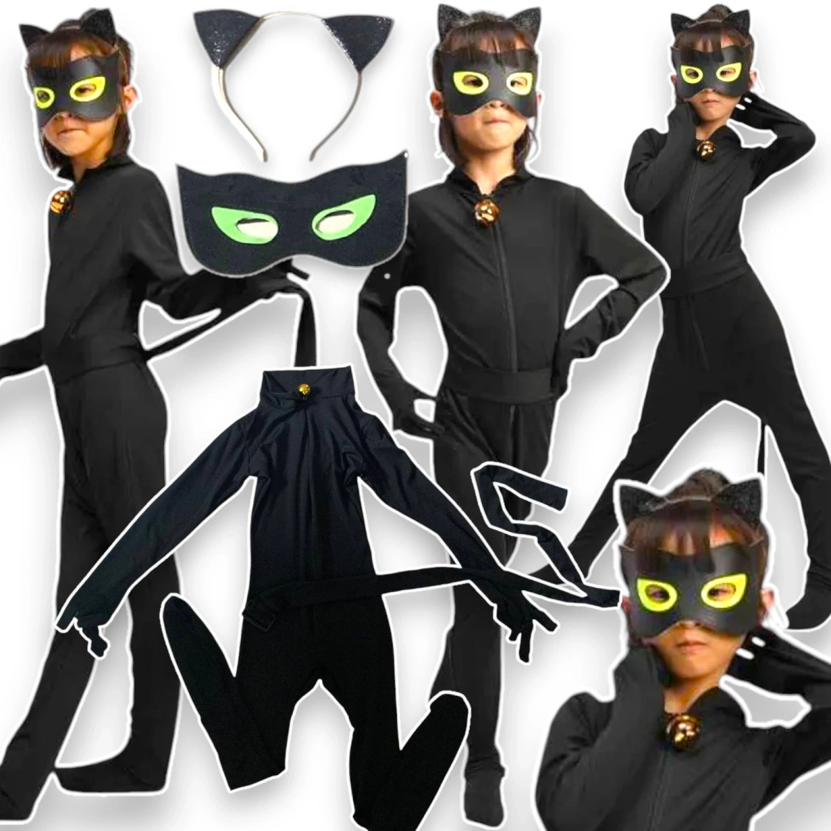 STRÓJ CZARNY KOT Z BAJKI MIRACULUM KOSTIUM KOCICA OPASKA MASKA PRZEBRANIE