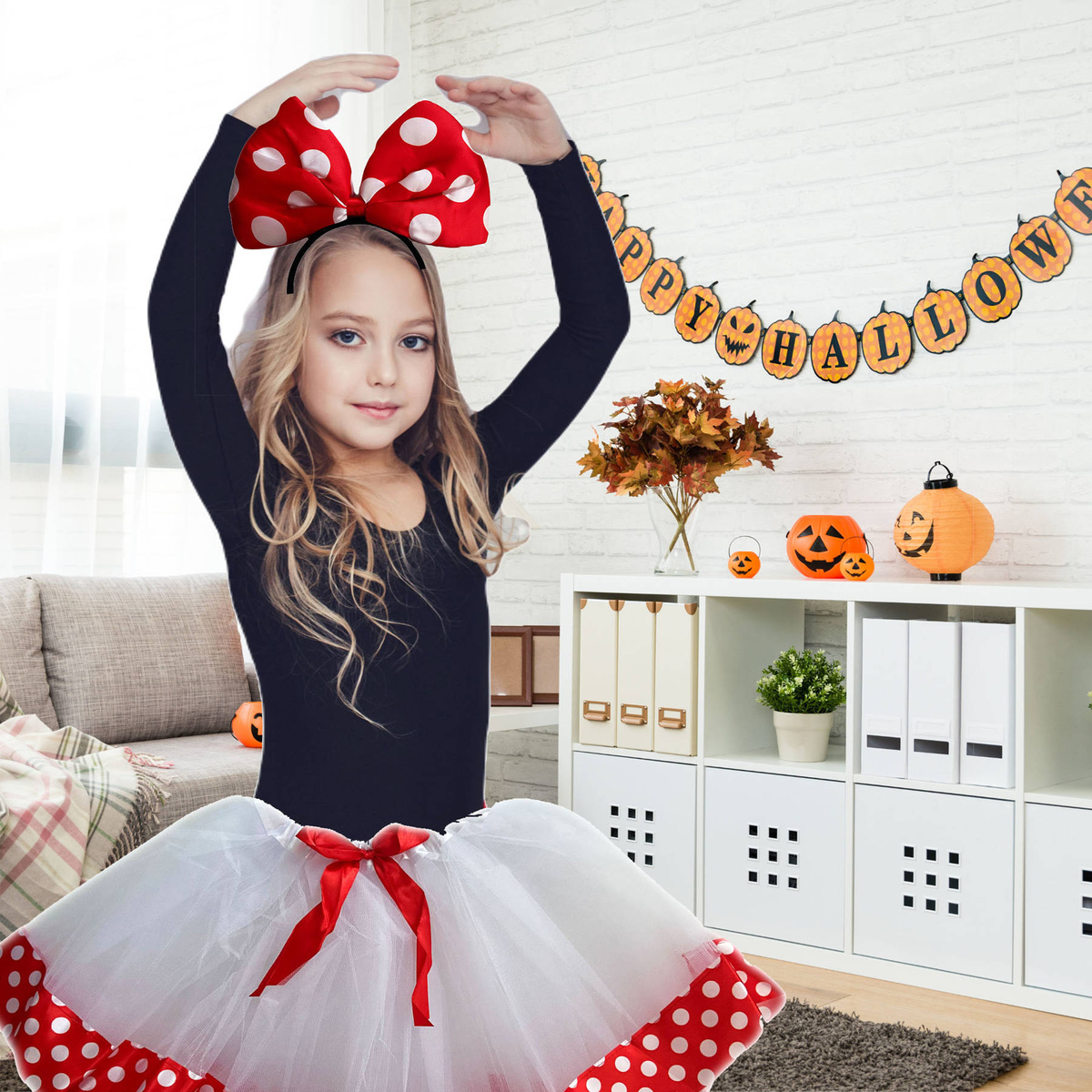 PRZEBRANIE DLA DZIEWCZYNKI MYSZKA MIKI MICKEY ZESTAW 2w1 OPASKA SPÓDNICZKA