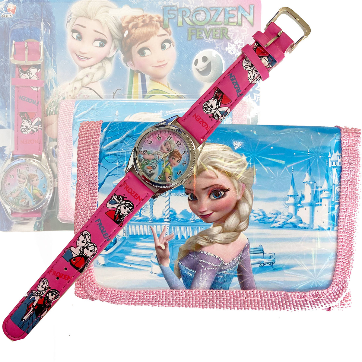 SUPER ZESTWA DLA DZIEWCZYNKI ZEGAREK + PORTFELIK FROZEN KRAINA LODU 2W1 