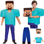 MINECRAFT Strój dla chłopca STEVE / kostium na bal rozmiar S 110-120 cm + miecz