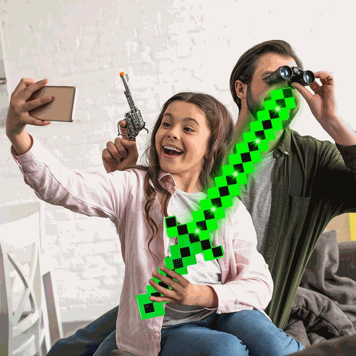 MINECRAFT MIECZ ŚWIETLNY DUŻY ŚWIATŁO DŹWIĘK PIXEL