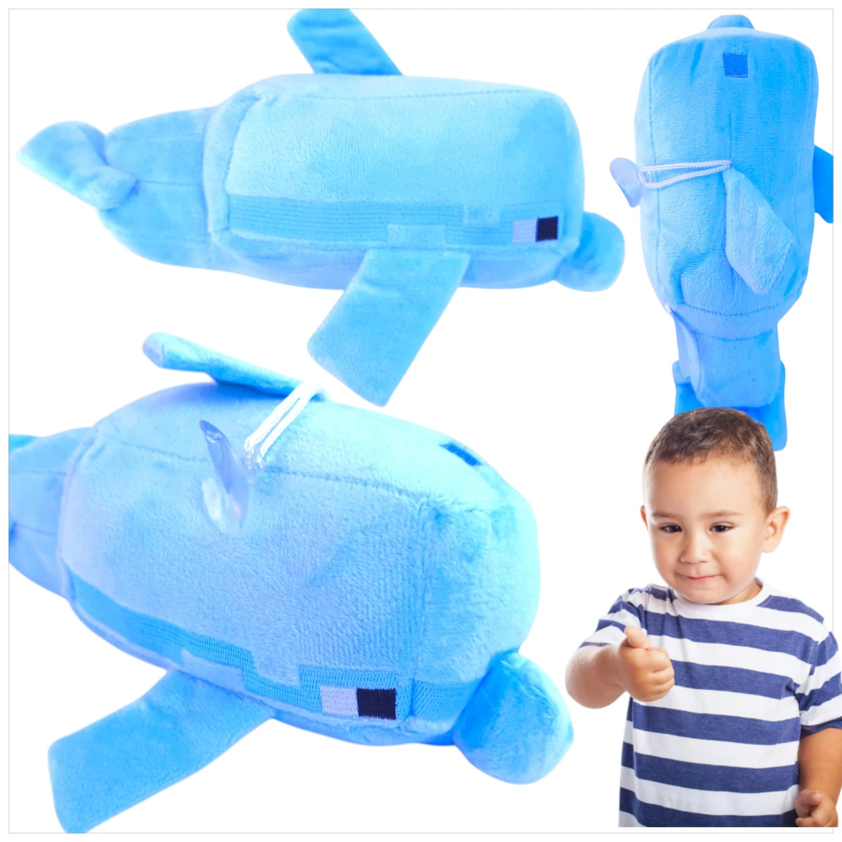 MASKOTKA Z GRY MINECRAFT WODNY ŚWIAT DUŻY DELFIN DELFINEK PRZYTYLANKA PLUSZ