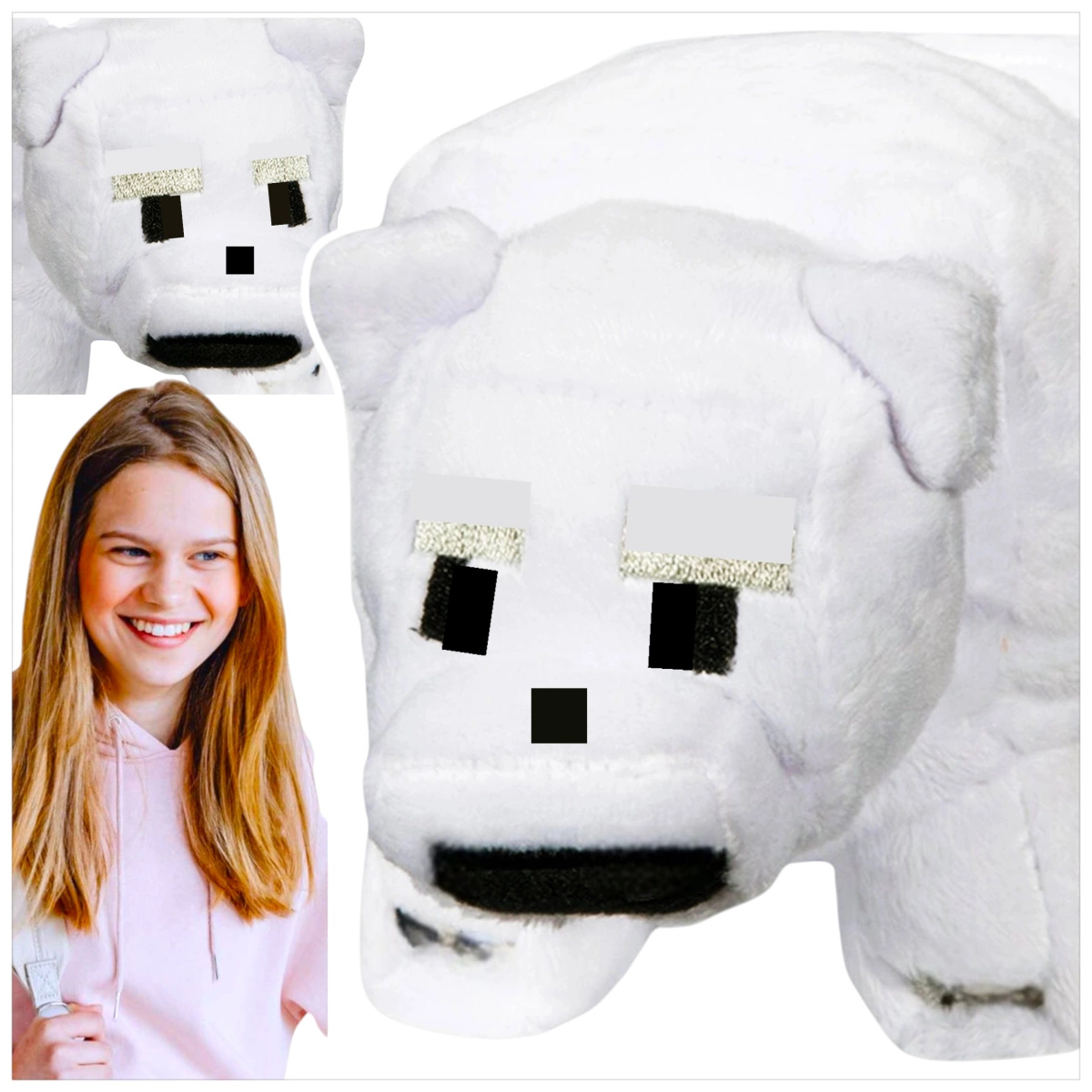 MINECRAFT DUŻA MASKOTKA Z GRY NIEDŹWIEDŹ POLARNY PLUSZOWA FIGURKA BIAŁY MIŚ