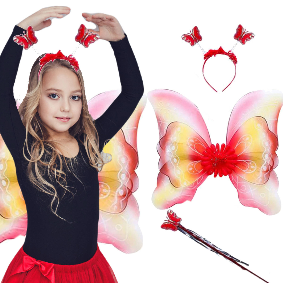 Strój Dla Dzieci Motylek 3w1 Tęczowy