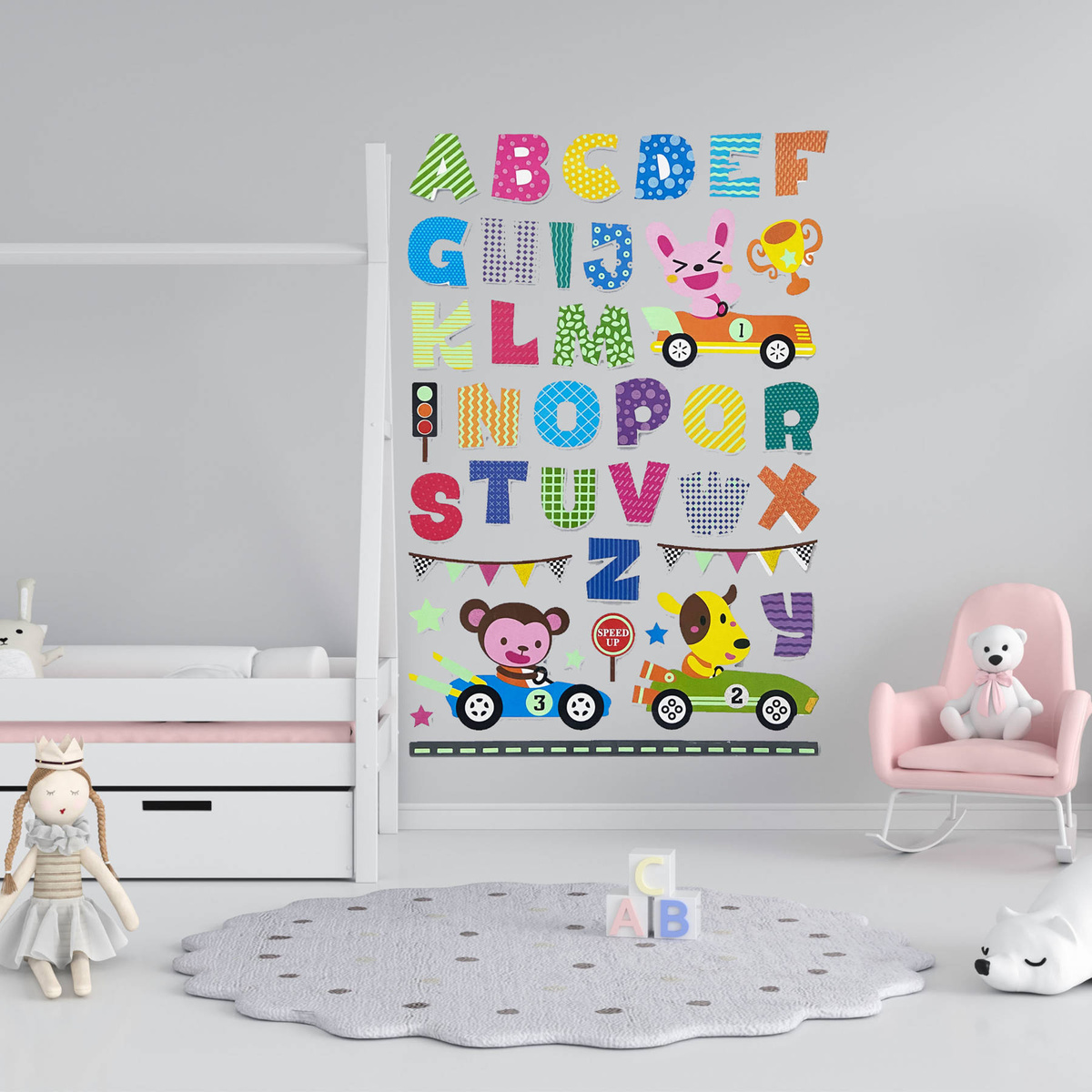 NAKLEJKI 3D NA ŚCIANĘ DLA DZIECI ALFABET ZWIERZĘTA OZDOBA POKOJU NA ŚCIANĘ