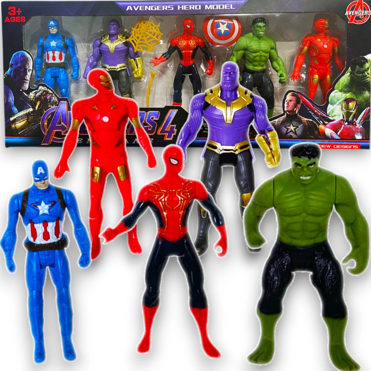 AVENGERS ZESTAW FIGURKI 5 FIGUREK DUŻE AMERYKA SPIDERMAN BATMAN HULK IRON
