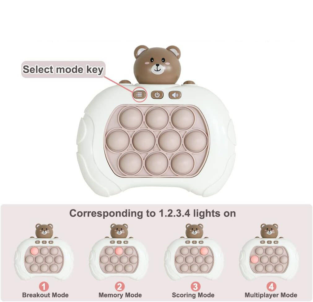 GRA ZRĘCZNOŚCIOWA POP IT ANTYSTRESOWA ELEKTRYCZNA KONSOLA MIŚ 80 POZIOMÓW