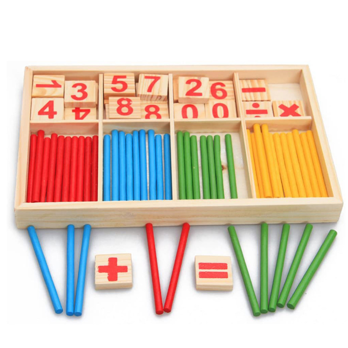 DREWNIANE PATYCZKI CYFERKI LICZYDŁO DO NAUKI LICZENIA POMOC DYDAKTYCZNA 
