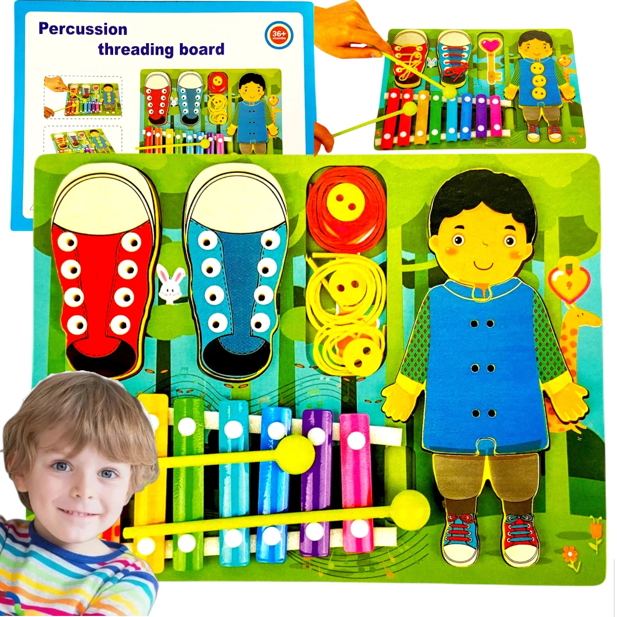 MONTESSORI ZESTAW EDUKACYJNY GRA 5w1 SZNUROWANKA CYMBAŁKI BUTY PRZEPLATANKA