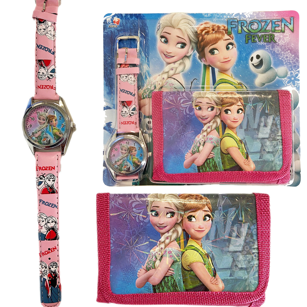 SUPER ZESTWA DLA DZIEWCZYNKI ZEGAREK + PORTFELIK FROZEN KRAINA LODU 2W1 