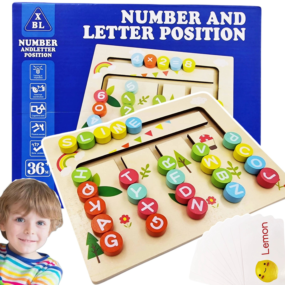 DREWNIANA GRA MONTESORRI MEMORY PAMIĘĆ UKŁADANKA LICZBY I LITERY KULKI