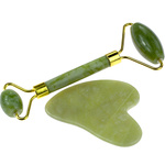 ZESTAW MASAŻER ROLLER KAMIEŃ JADEITOWY DO TWARZY + GUA SHA NATURALNY KAMIEŃ