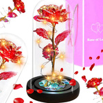 WIECZNA RÓŻA W SZKLE ŚWIECĄCA ŚWIECI LED FLOWERBOX BUKIET KWIATY NA PREZENT